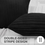 Simmore Decorative Spring Throw Pillow Covers 12x20 Set of 2, Soft Natural Plush Flannel Double-Sided Fluffy Lumbar Pillow Covers for Couch Sofa Living Room, Black
