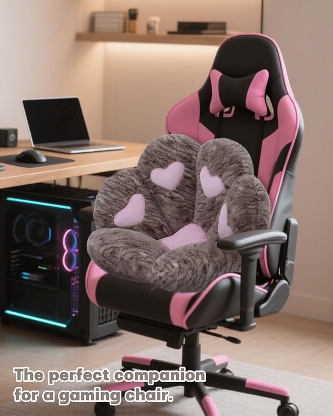 MOONBEEKI Cat Paw Cushion Chair Comfy Kawaii Plush Seat Cushions Shape Lazy Pillow for Gamer Chair 28"x 24" Cozy Floor Cute Seat Kawaii for Girl Worker Gift, Dining Room Bedroom Decorate （Chocolate）