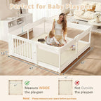 Waterproof Baby Play Mat for Floor Memory Foam 47 * 47 Cushion Playpen Playmat Tummy Time Crawling Mat Nursery Rug Thick Pad Create Soft & Safe Area for Infants,Toddler,Kids,Beige