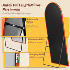 Antok 58" x18” Arched Full Length Floor Mirror, Orange Aluminum Frame, Free Standing/Wall Mount/Leaning for Bedroom, Living Room, Dressing Room