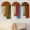 3 Pcs Boho Macrame Wall Hanging, Tie-Dye Tapestry, Three-color Woven Tapestry, Woven Tassel Tapestrys, Modern Chic Wall Decor, for Apartment Dorm Living Room Bedroom Nursery Backdrop 17.7"W X 29.5"L