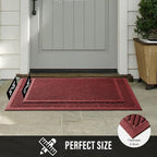 Sturdy Front Door Mat, Absorbent Muddy Dirt Resist Welcome Door Mats Outdoor Indoor, Stain and Fade Resistant, Non-Slip Backing Entry Mat Low Profile Doormat for Entryway, 36×24, Red