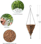 Artificial Faux Hanging Plants Basket for Spring Outdoor Summer Decoration, Fake Seaweed Plant UV Resistant Look Real for Outside Porch Home Patio Balcony Yard(Dark Green)