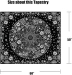 Neasow Bohemian Tapestry Wall Hanging, Black and White Floral Tapestry with Dotted Daisy Medallion Print Bedroom Boho Hippie Home Decor, 50x60 inches