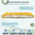 downluxe Outdoor Bench Cushion for Patio Furniture, Water Resistant Tufted Overstuffed Porch Swing Cushions, Thick Outdoor Loveseat Cushions, 44" X 19" X 5", Yellow, Set of 1