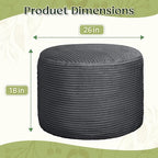 Round Corduroy Ottoman Foot Rest Pouf for Living Room Couch - Soft Plush Shredded Foam Filled Hassock Stool, Comfy Footstool