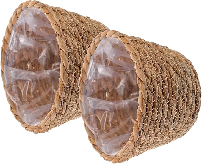 Veemoon 2pcs Wicker Planter Basket, Rustic Straw Woven Flower Basket Arrangement Flower for Plants Laundry Bin Storage Woven Plant Pot Hanging Seaweed Girl Toddler Hanging Seaweed 7. 07x7. 07x5. 89in