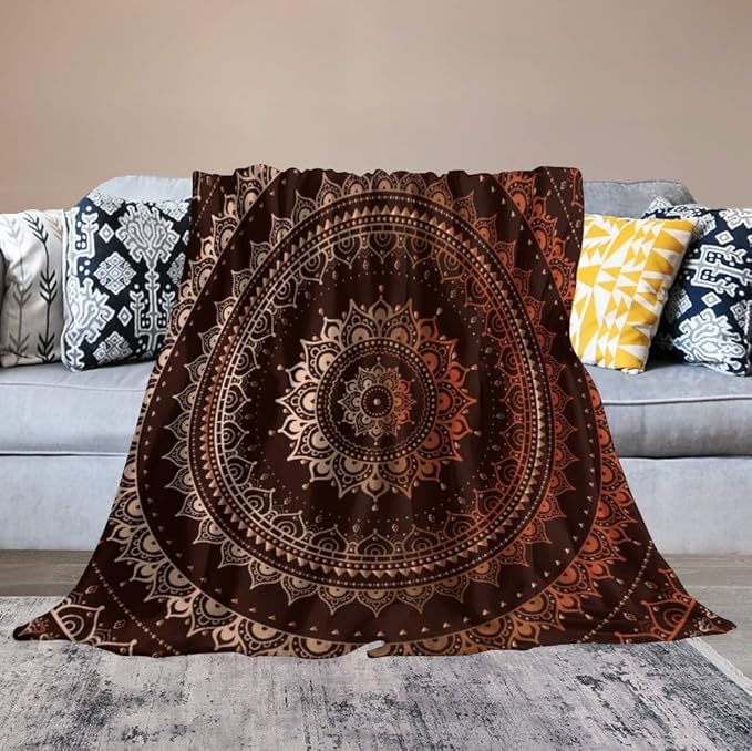 Mandala Throw Blanket Enclosing Magic Circle Egyptian Folkloric Culture Pattern Blanket for Sofa Bed Couch Chair Or Dorm 30"x40"