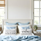 Decorative Throw Pillow Covers 12x20 Inch Set of 2 – White Christian Lumbar Pillowcase – Give It to God and Go to Sleep/Relax God’s Got This – Faith Bedroom Bed Decor for Women