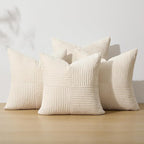 Topfinel Decorative Beige Pillow Covers Set of 4,Boho Pillow Covers Soft and Cozy Velvet Double-Sided Designs,Mix and Match for Couch Boho Farmhouse Fall Home Decor 16x16 Inch