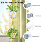 USLAI Macrame Plant Hanger Indoor Outdoor, Up to 4-15 inch Pot, Heavy 20lb Planters, Extra Long Strong Hanging Planter Basket Holder, Boho Home Decor, 49+72 Inch, Yellow (POTS NOT Included)