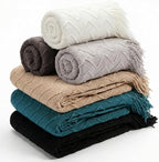 Buryeah 6 Pack Boho Knitted Throw Blankets with Tassels 50x60 Soft Warm Throws Bulk for Wedding Guests Housewarming Employee Teacher Appreciation Gifts Cozy Farmhouse Home Decor (Neutral Color)