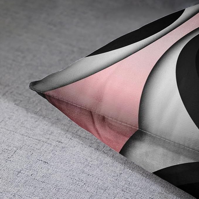 Emvency Set of 4 Soft Pink Throw Pillow Covers Modern Abstract Black Grey Stripes Gray White Acrylic Bold Decorative Pillow Cases Home Decor Square 16x16 Inches Pillowcases