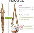 Macrame Plant Hanger - Fits 6 to 15 inches Pots for Indoor Outdoor, 43 Inch, Set of 2, Brown (POTS NOT Included)