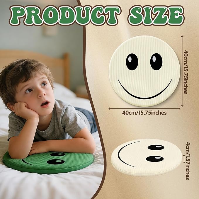 3PCS Floor Cushions for Classroom 16 Inch Smiley Face Floor Pillows Round Throw Pillows Face Emoticon Seat Cushion Cute Plush Pillow Chair Pads for Couch Bed Sofa Home Bedroom Dorm Decorations