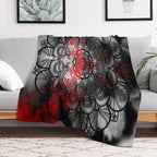 Black Red Mandala Throw Blanket Abstract Yellow Red Black Boho Floral Modern Blanket for Sofa Bed Couch Chair Or Dorm 40"x50"