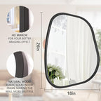 Black Asymmetrical Mirror Large 26"x18" Irregular Oval Wall Mirror Modern Wood Frame Unique Shape Wall Mounted Vanity Artistic Mirror Decorative for Living Room Bedroom Bathroom Entryway Hallway