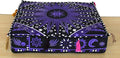 ICC Large Square Cotton Mandala Cushion Cover Hippie Ottoman Pouf Cover Daybed Floor Pillow Cover with Heavy Duty Zipper Seating Ottoman Poufs Dog-Pets Bed (Purple Burning Sun, 18" Square)