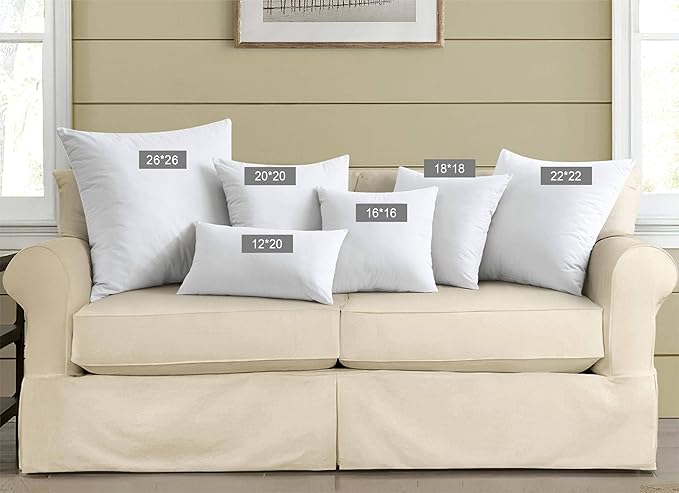 puredown® Lumbar Pillow Inserts 12 x 20 (Pack of 2, White), Filled with Feather and Down, Decorative Pillows for Couch, Home Decor