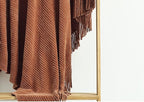 CREVENT Farmhouse Rust Chenille Throw Blanket for Couch Sofa Chair Bed Home Decoration, Soft Warm Cozy Knit Blanket for Spring (50''X60'' Caramel / Brown / Burnt Orange)