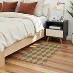 Lessymo Entryway Rug 2x3, Washable Easy Jute Checkered Rug, Non Slip Indoor Outdoor Front Door Mats for Kitchen Bathroom Bedroom, Farmhouse Non Shed Carpet, Diamond Brown/Beige