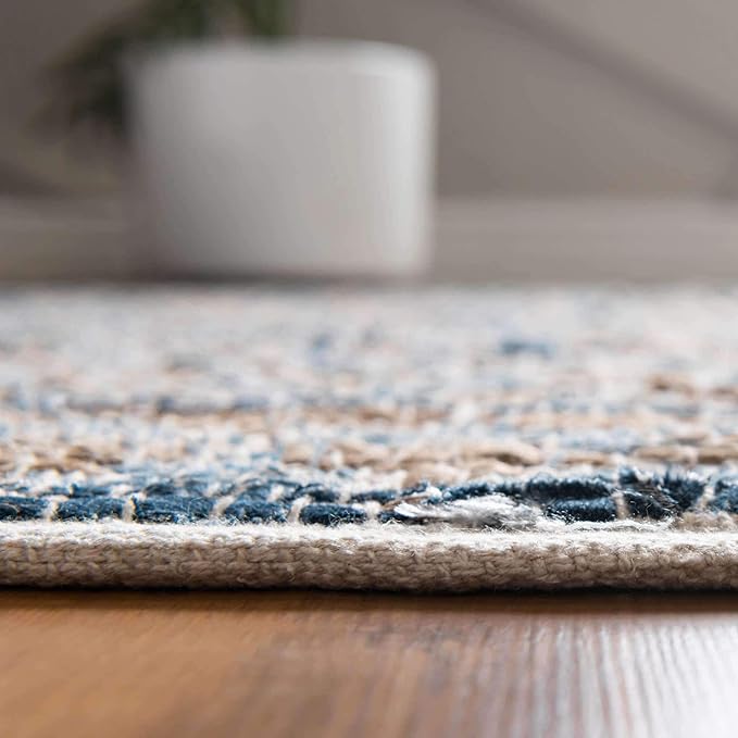 Unique Loom Chindi Jute Collection Area Rug (5' 1" x 8' Rectangle, Navy Blue/ Natural)