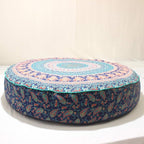 Indian Mandala Decorative Cotton Floor Cushion Cover Large Round Floor Pillow Case Boho Pillow Case Ottoman Pouf Cover 35" Round Pouf Pet Dog Bed Cover