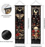 ARTCREATOR Pack of 2 Witchy Gothic Wall Bedroom Decor Moth Moon Tapestry Skull Mushroom Vertical Tapestries Retro Floral Flowers Tapestries for Bedroom Aesthetic Art Room (12.8 x 51.2 inches)