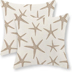 Brown Tan Starfish Pillow Covers 18x18 Inch Set of 2 Coastal Throw Pillows Spring Summer Nautical Ocean Theme Beach Decorative Pillow Cases Linen Outdoor Decor Cushion Case for Home Bedroom