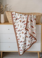 Little Jump Cowgirl Floral & Highlandcow Muslin Blanket Baby Quilt - Silky Soft and Breathable Crib Blanket for Daycare - Large 47" x 47" - 2 Layers Toddler Summer Blankets for Girls (Cow Girl)