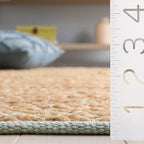 SAFAVIEH Cape Cod Collection Area Rug - 6' Square, Turquoise & Natural, Handmade Jute & Cotton, Ideal for Living Room, Bedroom, Dining Space (CAP236K)