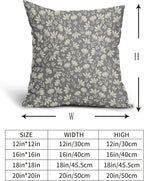 Grey Gray Pillow Covers 18x18 Set of 2 Vintage Floral Rustic Old Style Cute Flower Print Decorative Outdoor Pillowcases Seasonal Farmhouse Throw Cushion Case Decor for Couch Sofa Bed