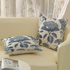 Blue Pillow Covers 20x20 Set of 2 Vintage Boho Floral Hydrangea Herbs Botanical Throw Pillow Cover Outdoor Flower Decoration Pillowcase Linen Farmhouse Cushion Case Decorative for Couch Sofa