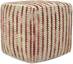 SIMPLIHOME Zoey Boho Cube Woven Pouf in Maroon Cotton and Wool for the Living Room, Bedroom and Kids Room