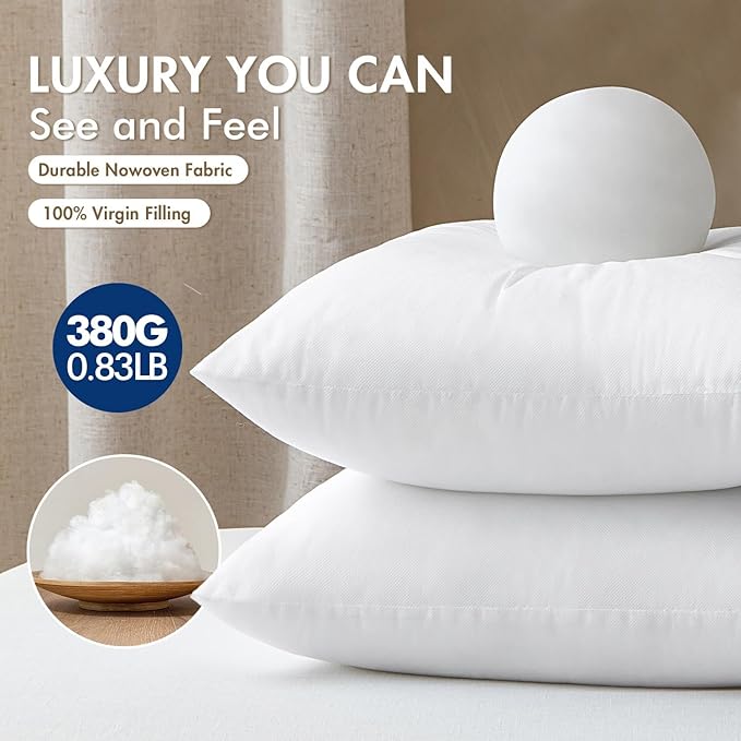 MIULEE Set of 4 Throw Pillow Inserts 16x16 Inches, 100% Virgin Filling Nowoven Pillow Inserts for Couch Sofa Living Room