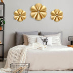 Fourluoo 3 Pack Gold Sunburst Mirrors for Wall Decor Circle Flowers Mirrors Decorative Gold Hanging Wall Art Flowers Mirror for Home Living Dinning Room Bedroom Bathroom Boho Decoration(Floral)