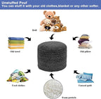 Unstuffed Ottoman Pouf Cover – Round Faux Fur Footstool Plush Floor Pouf (No Filler Included) Perfect for Living Room, Bedroom, or Office Lounge (Gray, 26x26x18 in)