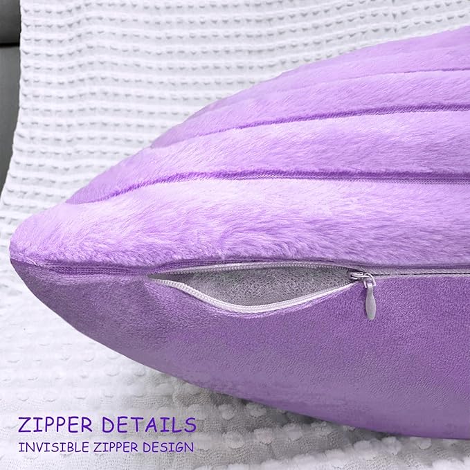 2 Pack 22x22 Pillow Cover Velvet Pillow Covers, Faux Fur Square Throw Pillow Covers for Living Room Decorations Throw Pillow Case, Throw Pillow Cover Cushion Cover for Home Sofa Bedroom Car, Violet