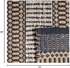 SAFAVIEH Natural Fiber Collection Accent Rug - 4' x 6', Black & Natural, Handmade Flat Weave Stripe Jute & Cotton, Ideal for High Traffic Areas in Entryway, Living Room, Bedroom (NFB652Z)