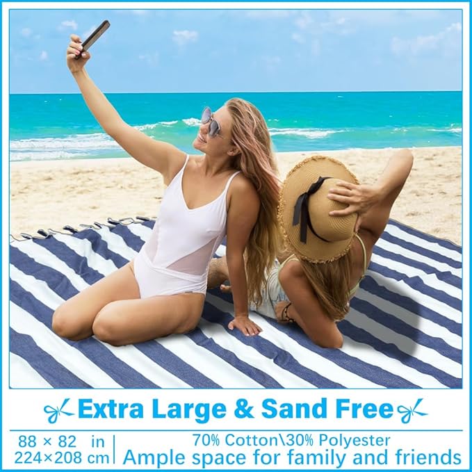 Oversized Turkish Beach Towel Blanket XXL Cotton Sandproof Towels Boho Woven Extra Large Big Sand Free Giant Throw Blankets Huge Quilt XL Picnic Camping Necessities Cloud for Adult Gifts