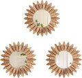 LOSOUR Boho Wall Decor Sunburst Mirror 3 Pack Rustic Round Wood Mirror 12 inch Boho Mirror Home Decor Farmhouse Room Decorations for Bedroom Living Room Entryway
