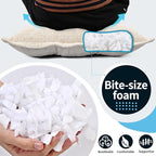 SINSOSSO Large Floor Pillows 22", Thickened Bite-Size Memory Foam Square Non-Slip Cushions for Office Back Support/Yoga/Chair Seat, Fashionable Color-Blocked Fabric & Washable, Beige, 2 PCS