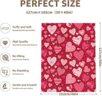 Valentines Heart Blanket Soft Flannel Lightweight Valentine Pink Love Hearts Throw Blanket Cozy Warm Blankets All Seasons Living Room Decor for Kids Adults Use On Sofa Couch Bed Office 40x50 inch