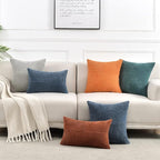 Fancy Homi 2 Packs Teal Samll Decorative Throw Pillow Covers 12x12 Inch with for Couch Bed Sofa, Rustic Farmhouse Boho Home Decor, Soft Corss Patchwork Corduroy Square Cushion Case 30x30 cm
