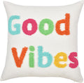 "Good Vibes Boho Pillow Covers 18X18 Inch Decorative Words Tufted Throw Pillow Covers Farmhouse Pillow Case for Couch Sofa Bed Living Room Bedroom, Teal/Green/Orange