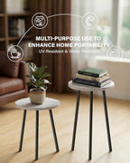 Plant Stand Indoor Tall: Corner Wood Plant Stand 2 Pack Mid Century Modern Decor - Small Round Plant Table for Indoor Plants - Outdoor Plant Holder for Patio Living Room Bathroom Office (White Marble)