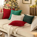 MIULEE Decorative Euro Sham Throw Pillow Covers for Couch Bed Livingroom 24x24 Inch Set of 2 White Boho Accent Throw Pllows Broadside Striped Patchwork Soft Corduroy Pillowcases