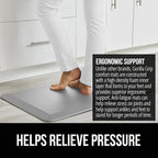 GORILLA GRIP Comfortable Cushioned Kitchen Mats for Floor, 39x20, Waterproof and Stain Resistant Soft Top, 3/4 Inch Thick Ergonomic Standing Desk Anti Fatigue Mat, Foam Supports Feet, Light Gray