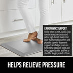 GORILLA GRIP Comfortable Cushioned Kitchen Mats for Floor, 48x20, Waterproof and Stain Resistant Soft Top, 3/4 Inch Thick Ergonomic Standing Desk Anti Fatigue Mat, Foam Supports Feet, Light Gray