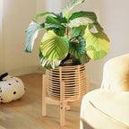 RETON Wood Plant Stand Indoor, Mid Century Modern Indoor Plant Stand, Wooden Plant Holder, Modern Bamboo Flower Pot Stand for Indoor, Outdoor, Garden, Yard, Office (9.9in, Medium)